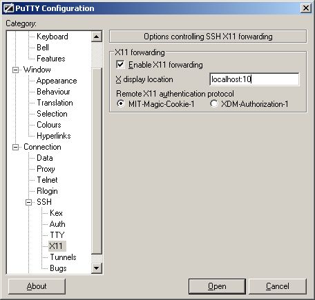 PuTTY X11 forwarding